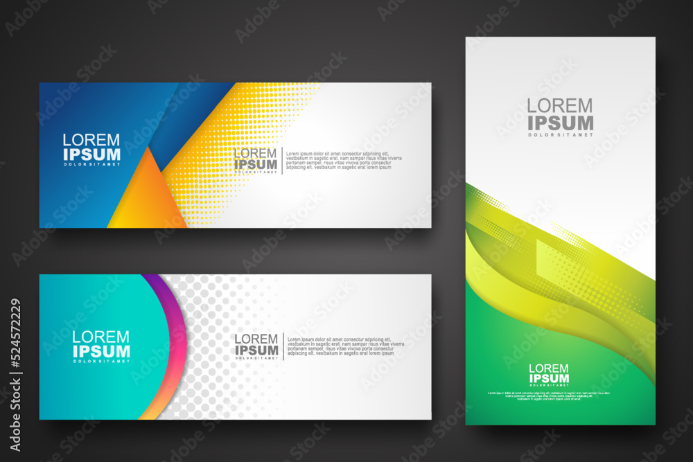 Fototapeta premium Banner set design template in trendy dynamic gradient colors