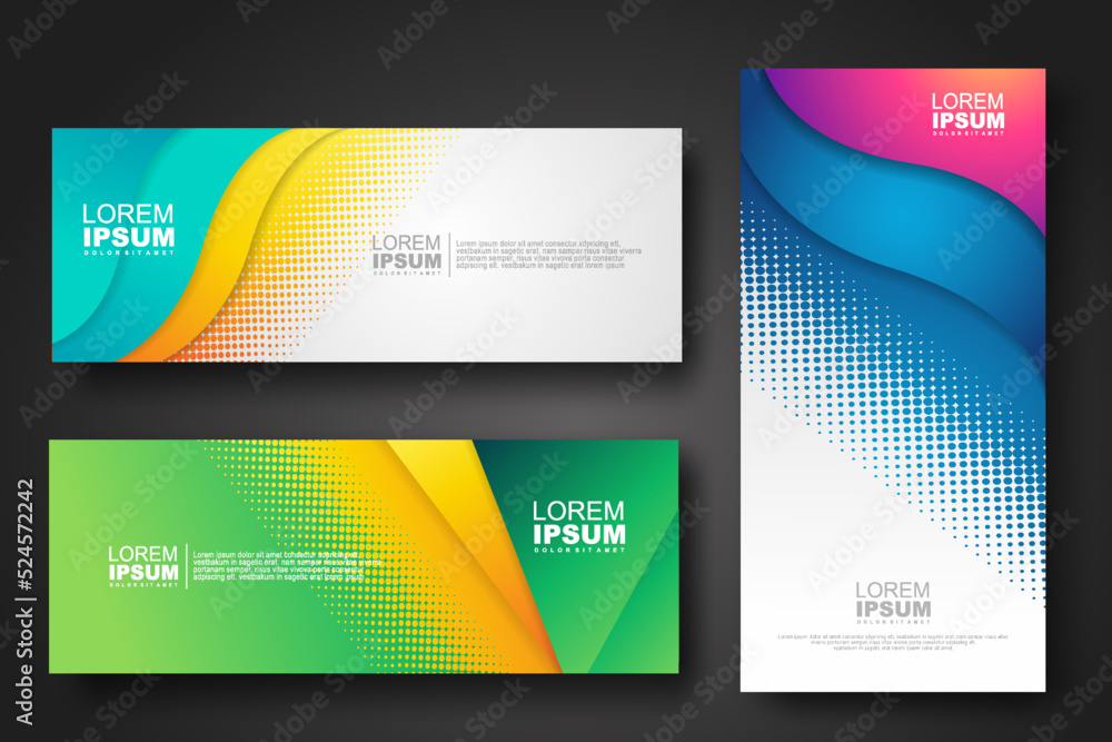 Fototapeta premium Banner set design template in trendy dynamic gradient colors
