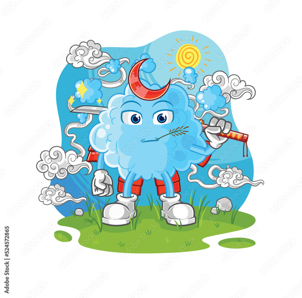 Obraz premium foam samurai cartoon. cartoon mascot vector