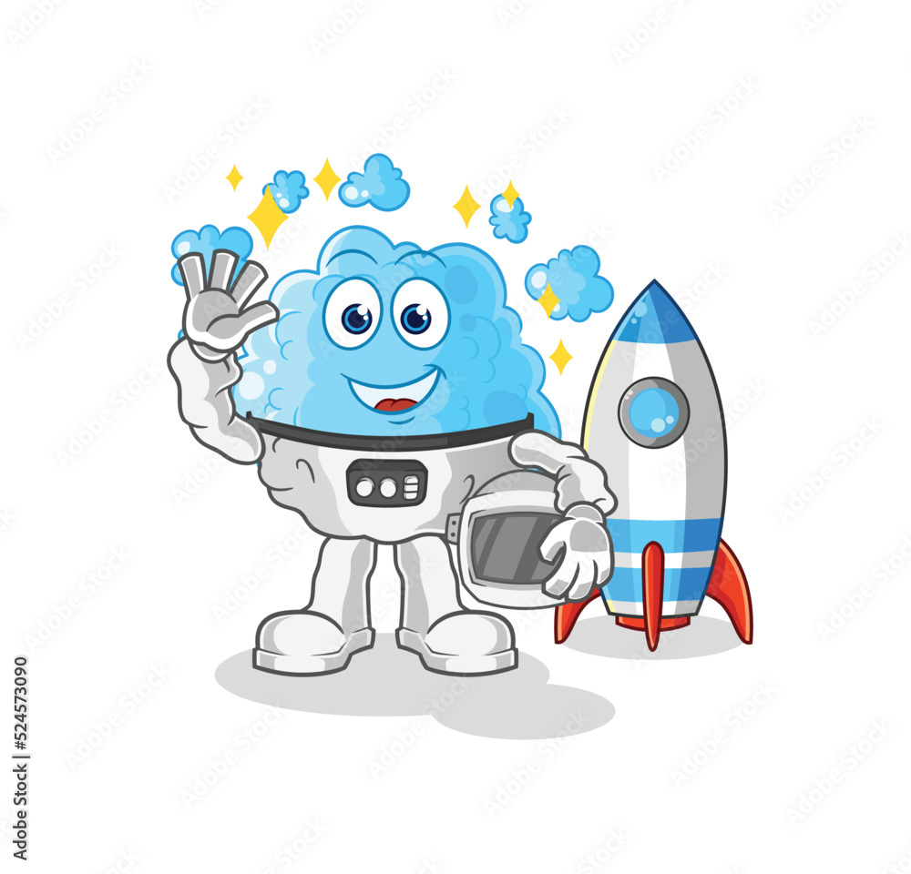 foam astronaut waving character. cartoon mascot vector foam astronaut waving character. cartoon mascot vector