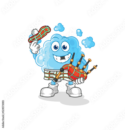foam scottish with bagpipes vector. cartoon character