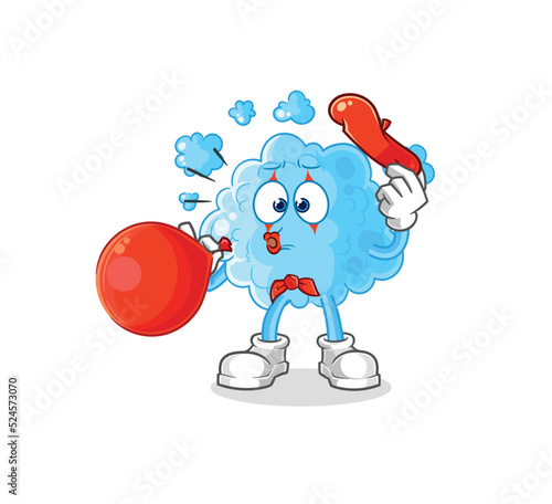 foam pantomime blowing balloon. cartoon mascot vector