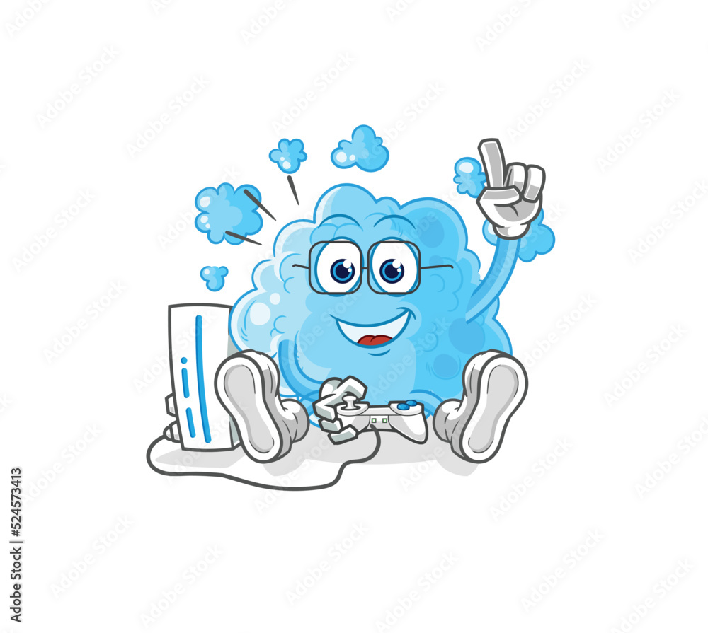 foam playing video games. cartoon character foam playing video games. cartoon character