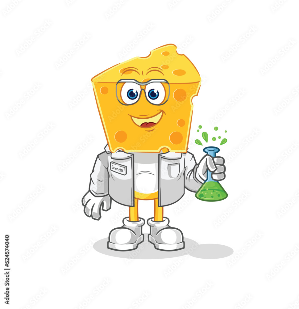 cheese head scientist character. cartoon mascot vector cheese head scientist character. cartoon mascot vector