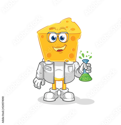 cheese head scientist character. cartoon mascot vector