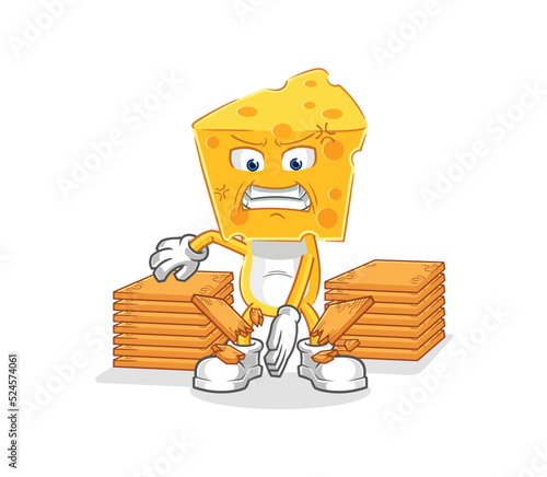 cheese head karate mascot. cartoon vector