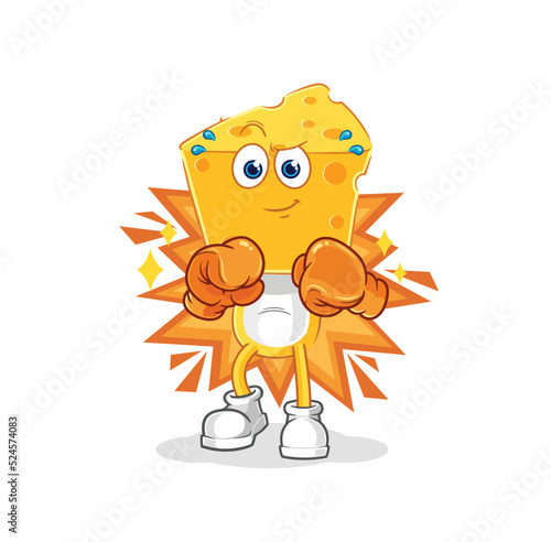 cheese head boxer character. cartoon mascot vector