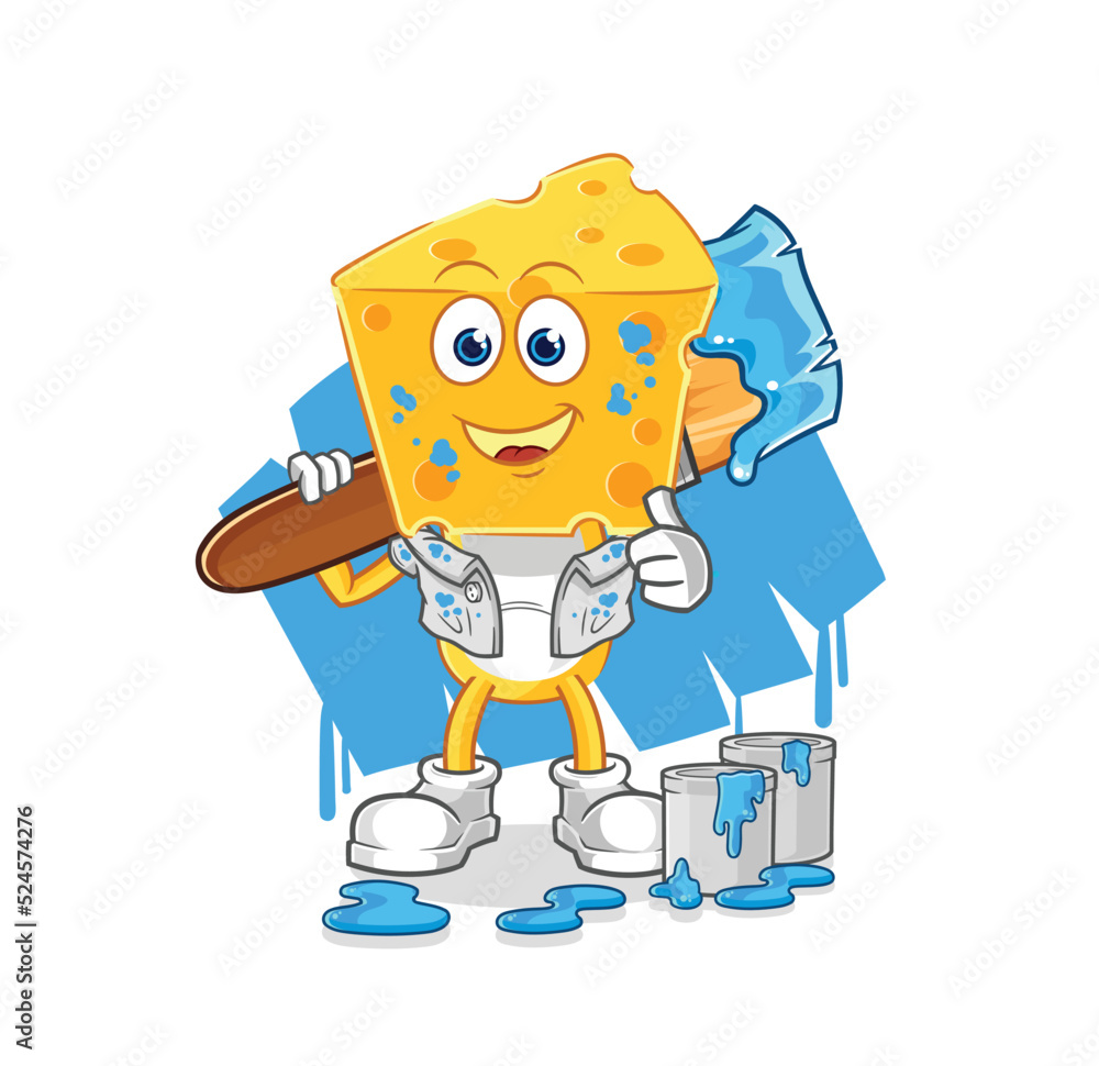 cheese head painter illustration. character vector