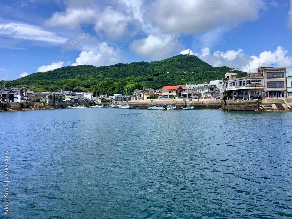 Scenery of Ushibuka Port in Amakusa City in summer