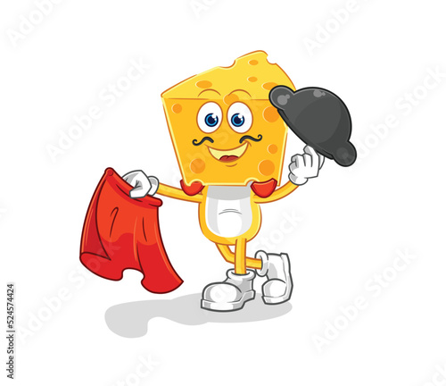 cheese head matador with red cloth illustration. character vector