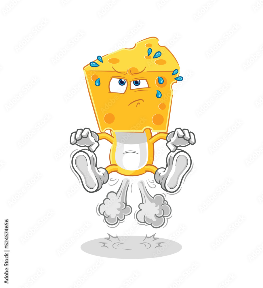 cheese head fart jumping illustration. character vector