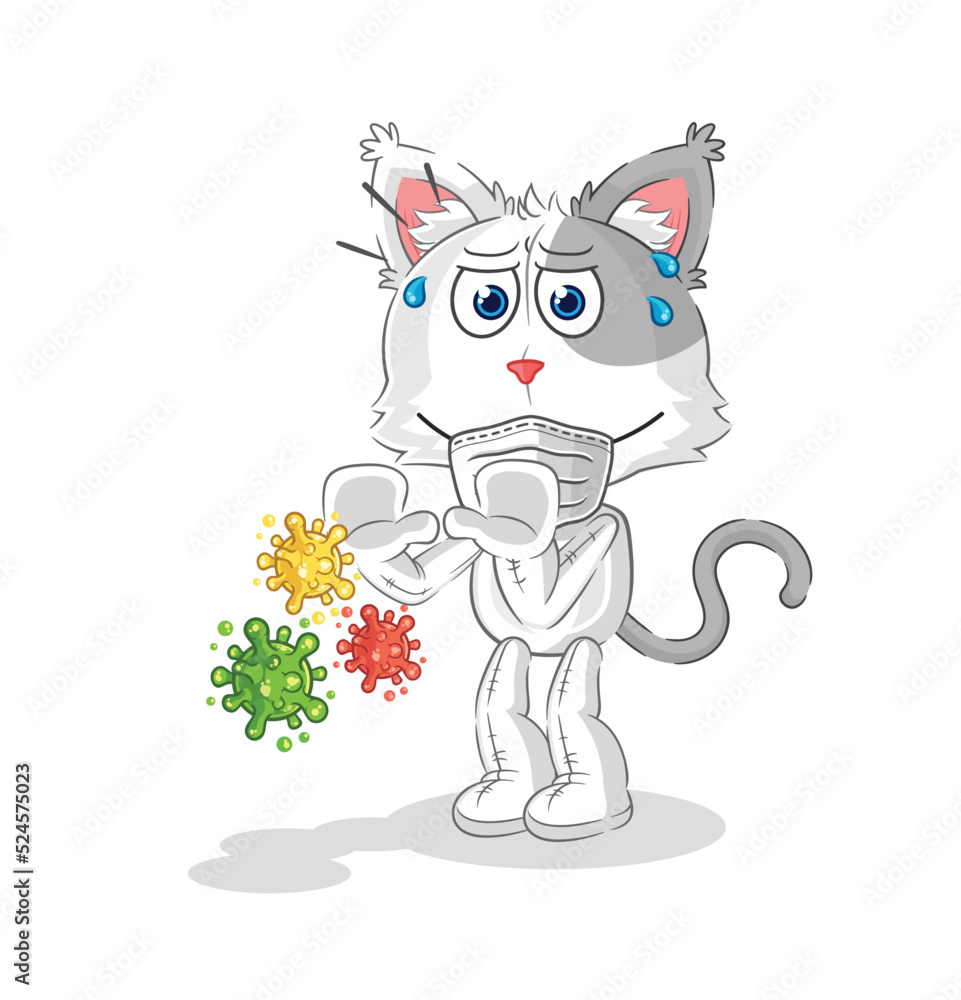 cat refuse viruses cartoon. cartoon mascot vector cat refuse viruses cartoon. cartoon mascot vector