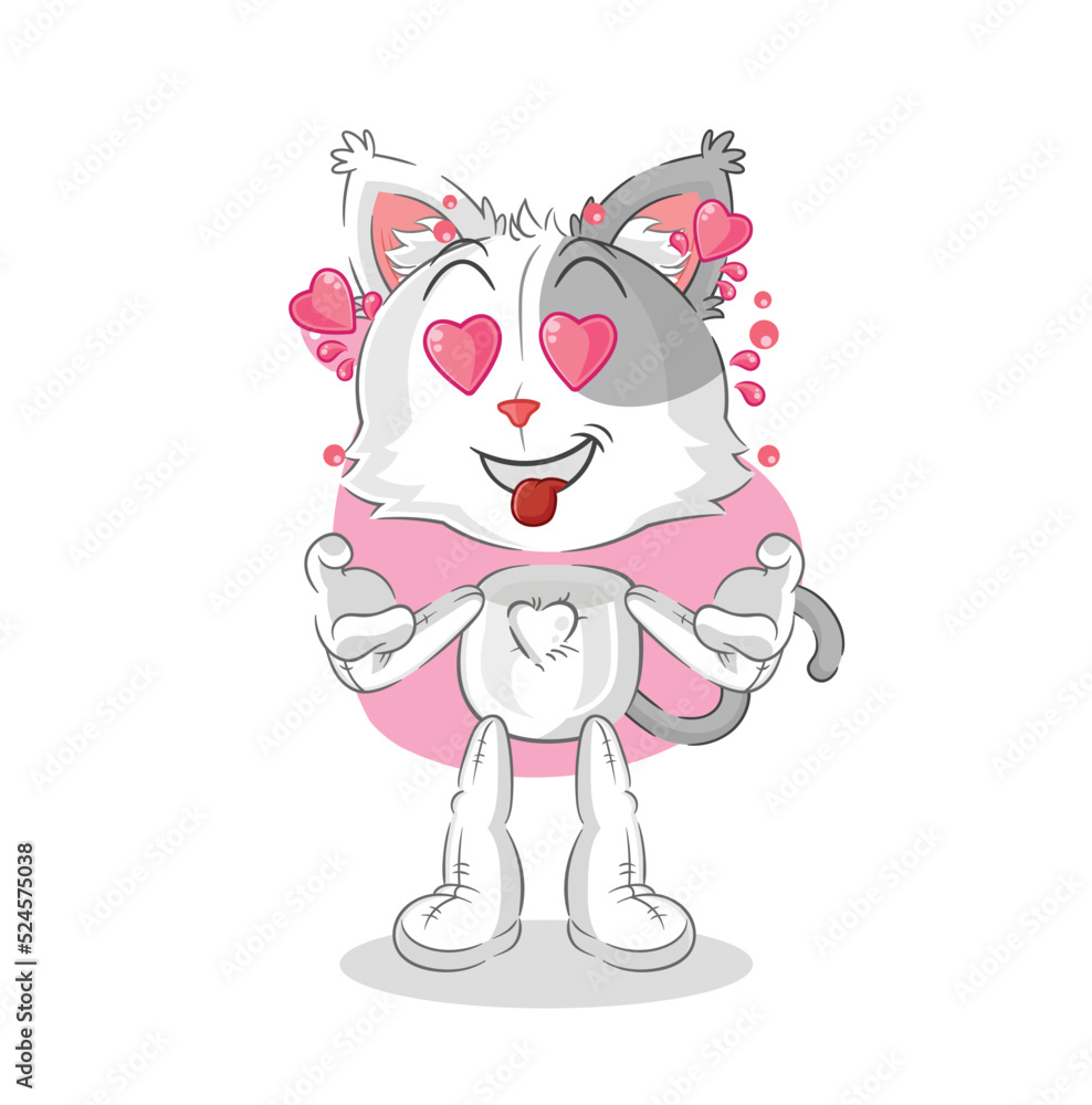 cat fallin love vector. cartoon character