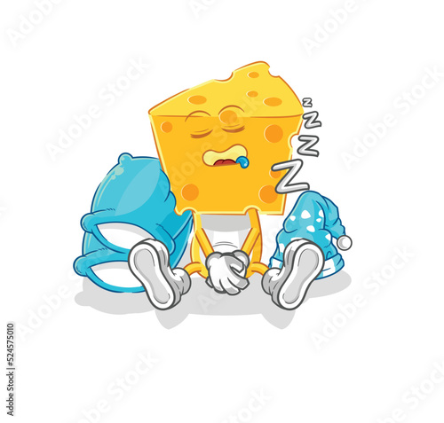 cheese head sleeping character. cartoon mascot vector