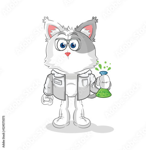 cat scientist character. cartoon mascot vector