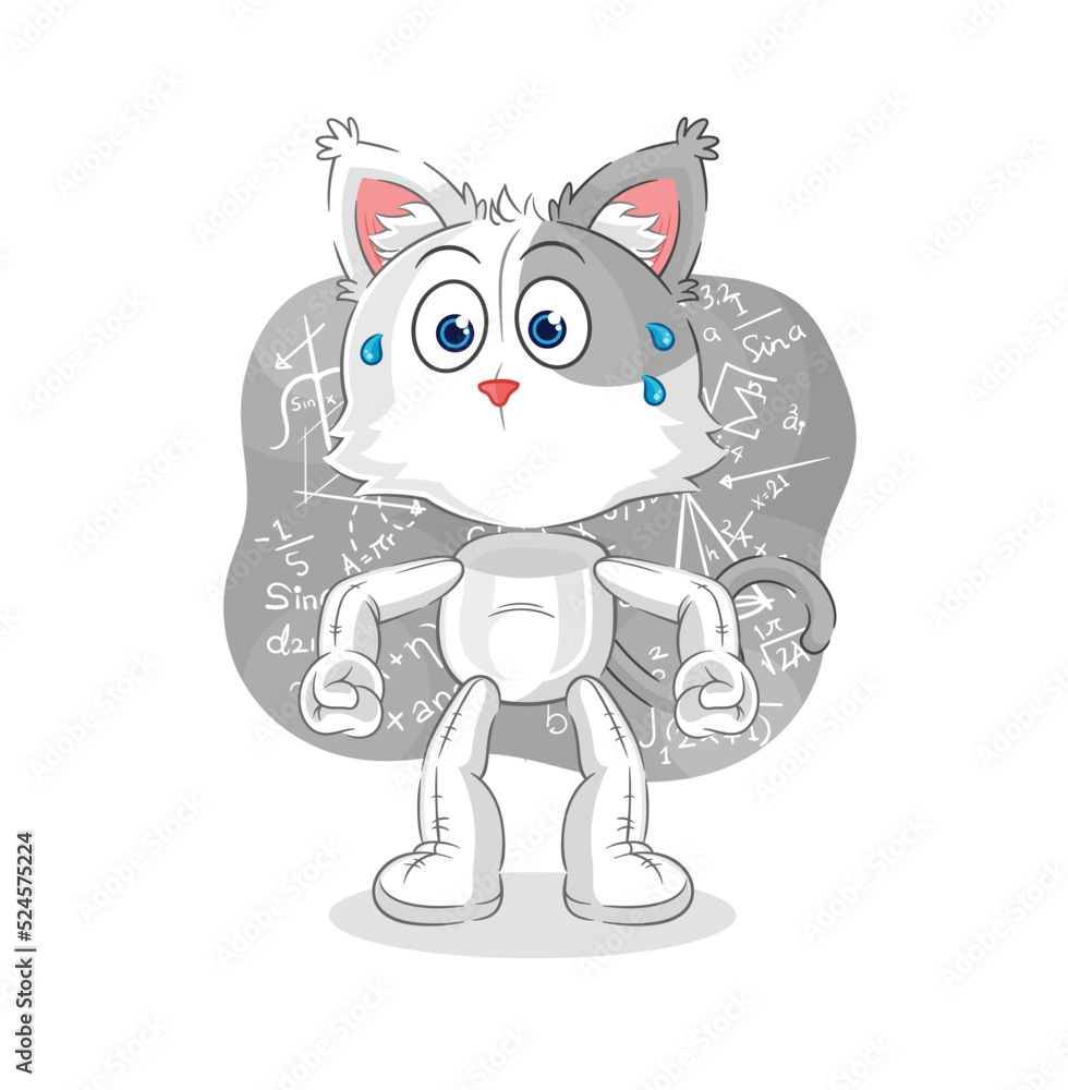 Obraz premium cat thinking hard vector. cartoon character