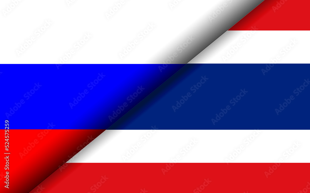 Fototapeta premium Flags of Russia and Thailand divided diagonally