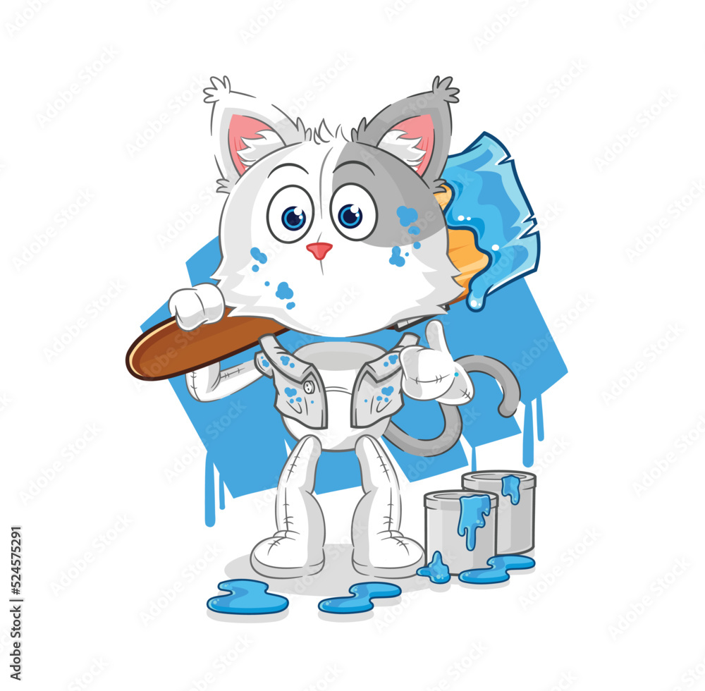 cat painter illustration. character vector cat painter illustration. character vector