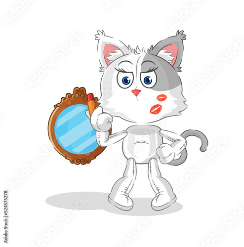 cat make up mascot. cartoon vector