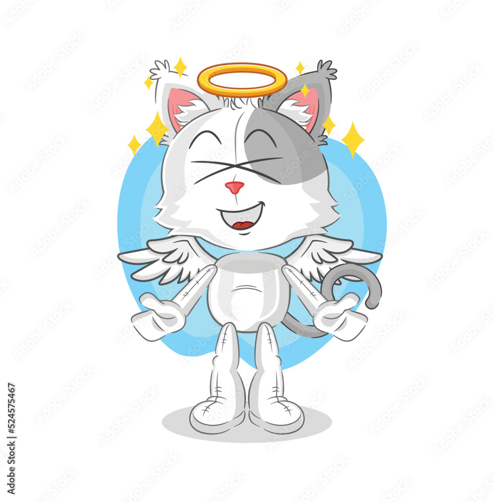 Fototapeta premium cat angel with wings vector. cartoon character