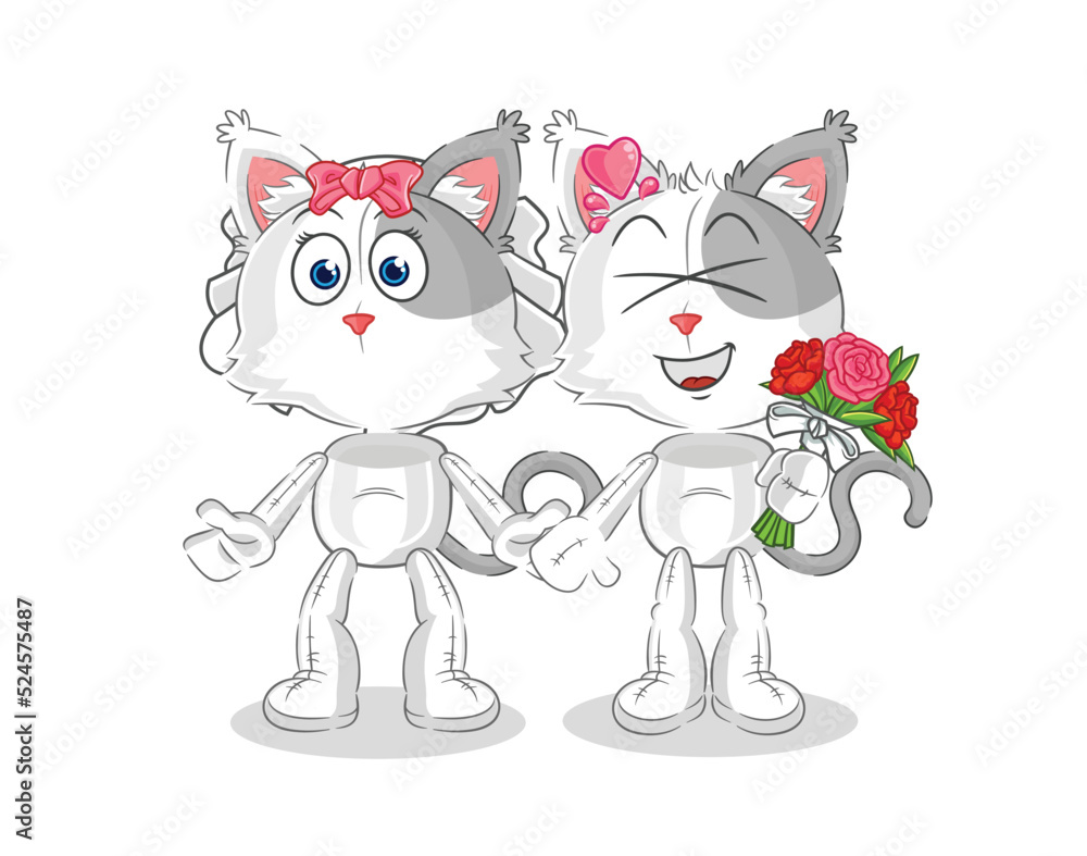 cat wedding cartoon. cartoon mascot vector