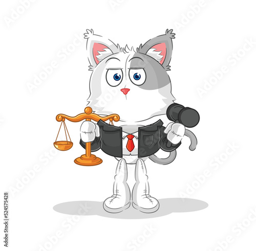 cat lawyer cartoon. cartoon mascot vector