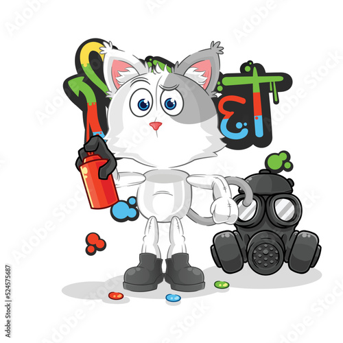 cat graffiti artist vector. cartoon character