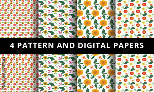 Floral Pattern and Digital Paper 4 Vector Floral Pattern and Digital Paper