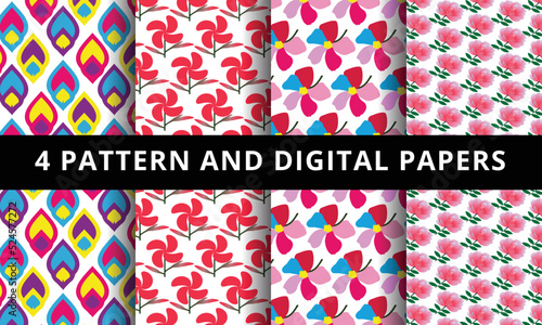 Floral Pattern and Digital Paper 4 Vector Floral Pattern and Digital Paper