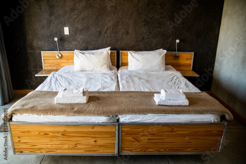 bed in modern luxury hotel room