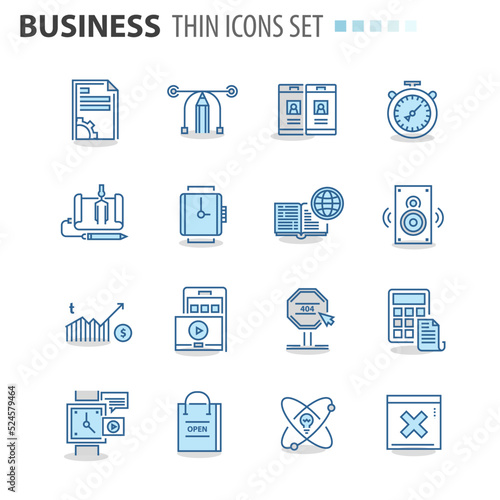 Modern thin line icons set for business