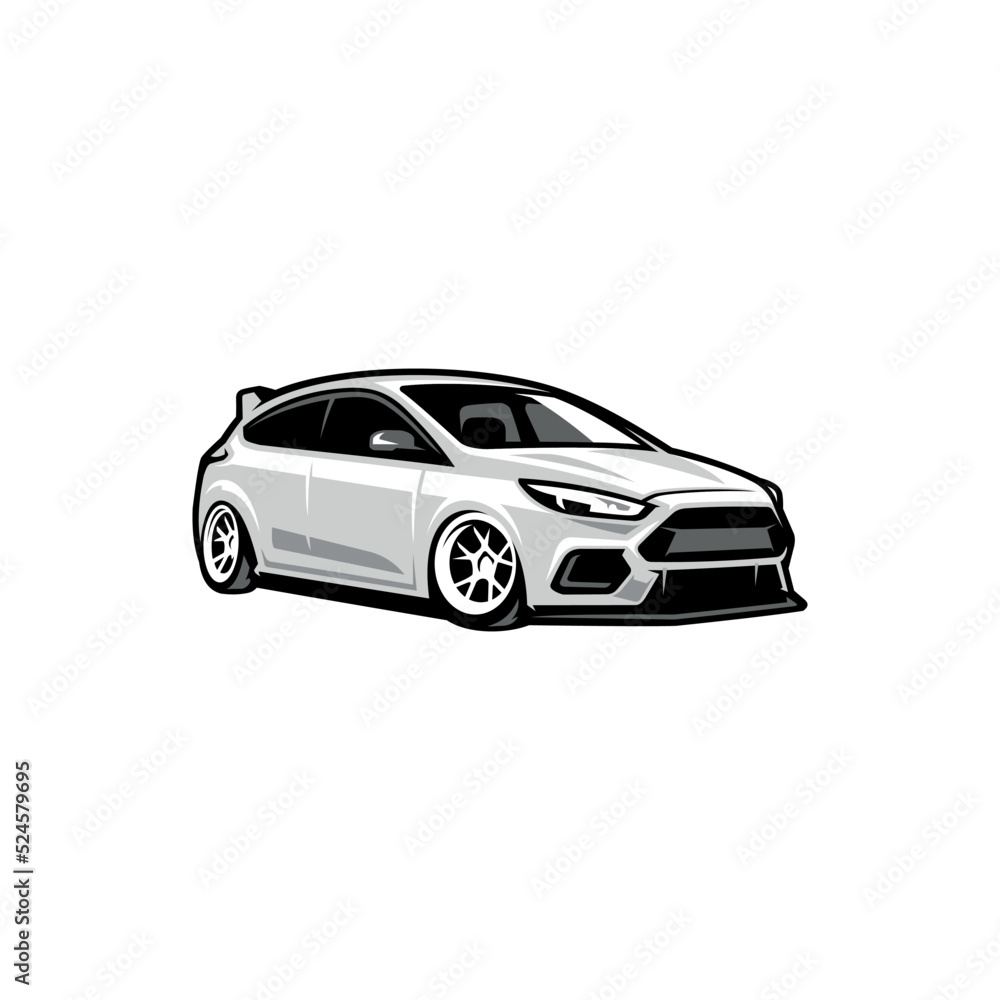 white car illustration vector isolated