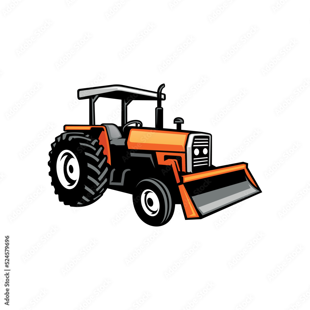 farm tractor and excavation illustration vector farm tractor and excavation illustration vector