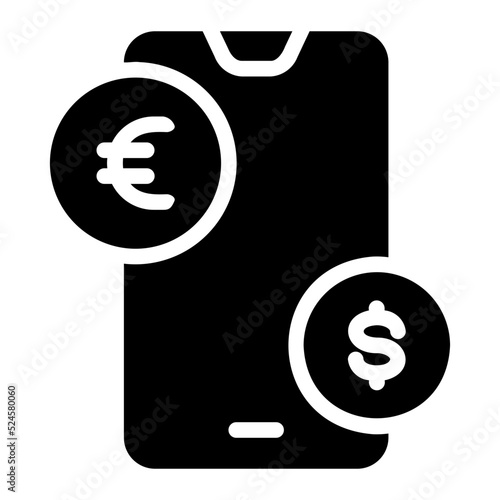 mobile banking glyph icon