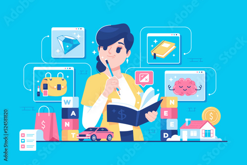 wants or needs priority concept illustration
