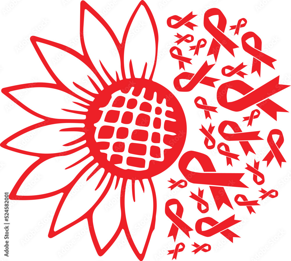 Sunflower HIV Aids Awareness Red Ribbon vector eps,HIV Aids Awareness vector eps, Cricut files, vector eps cut file to use Cricut Sunflower HIV Aids Awareness Red Ribbon vector eps,HIV Aids Awareness vector eps, Cricut files, vector eps cut file to use Cricut