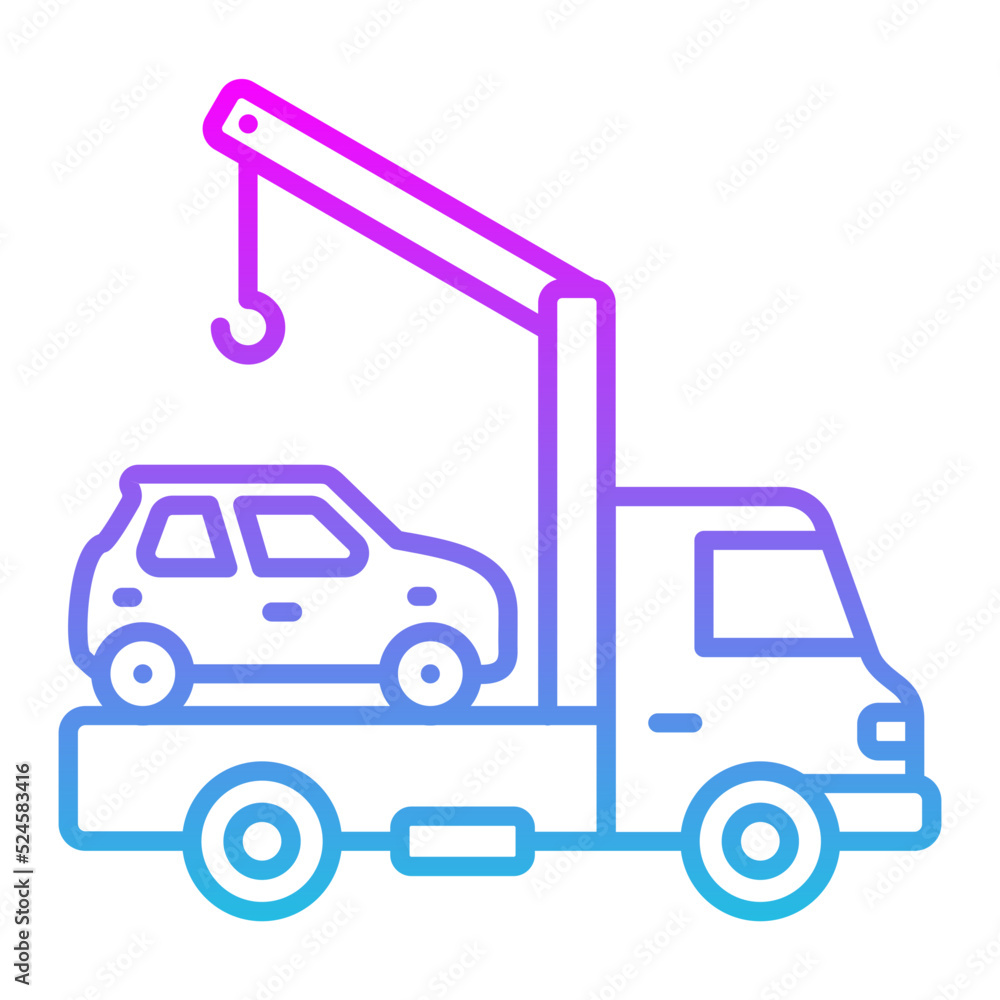 Car Towing Line Gradient Icon Car Towing Line Gradient Icon