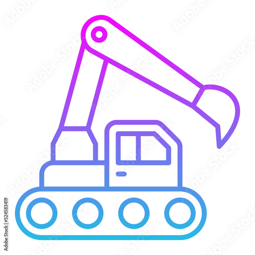 Excavator Line Gradient Icon