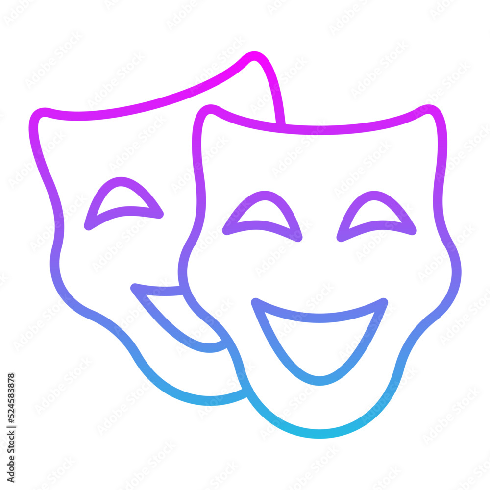 Theater Masks Line Gradient Icon Theater Masks Line Gradient Icon