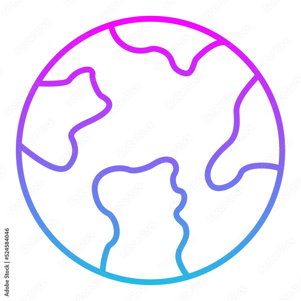 Planet Earth Line Gradient Icon
