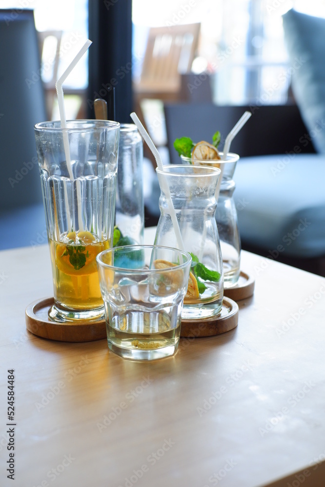 empty glasses on the table empty glasses on the table