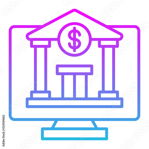 Online Banking Line Gradient Icon