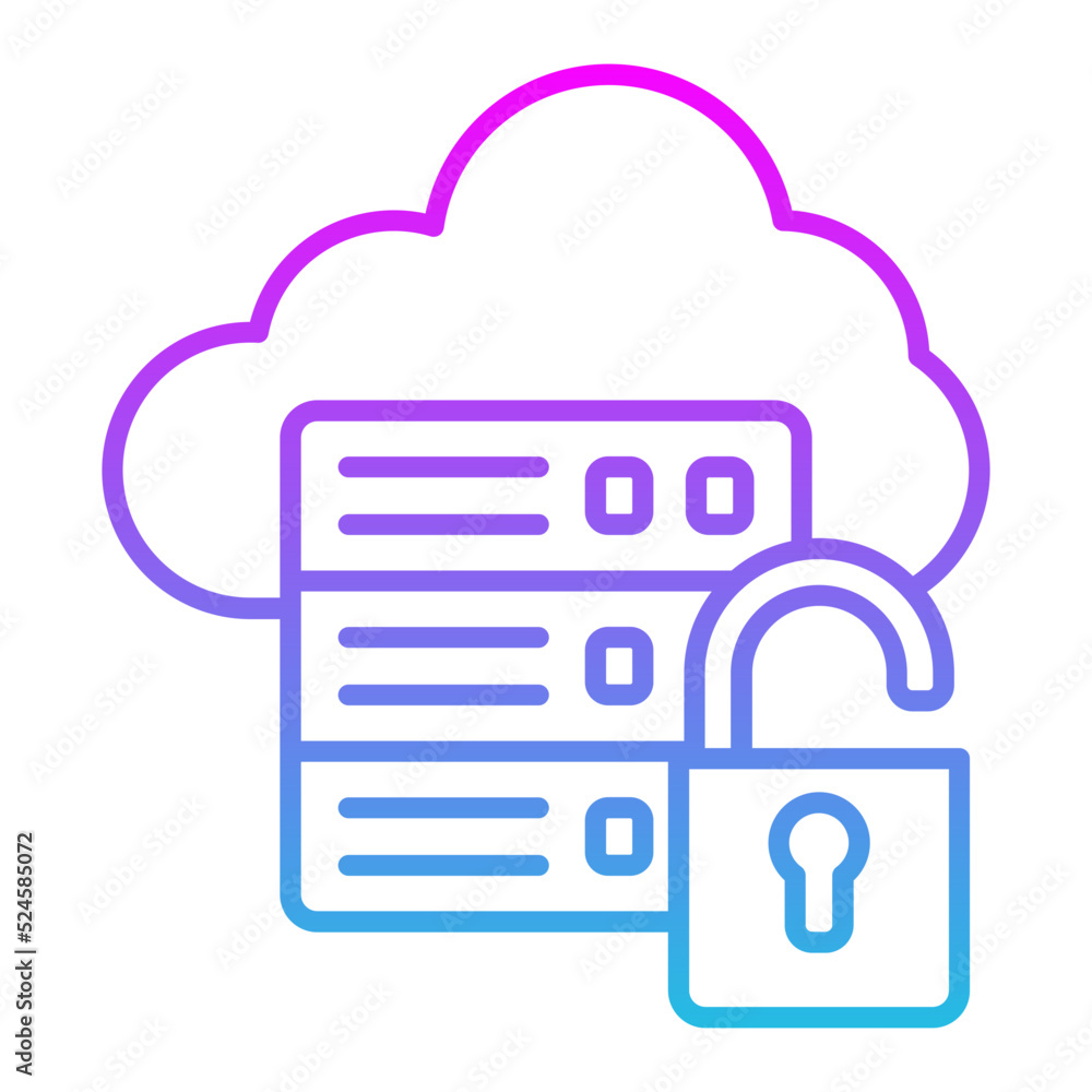 Unsecure Server Line Gradient Icon Unsecure Server Line Gradient Icon