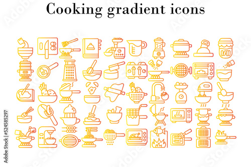 Set of cooking gradient icons. Cooking gradient icons.