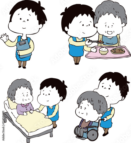 介護の現場イラスト（男性介護士）