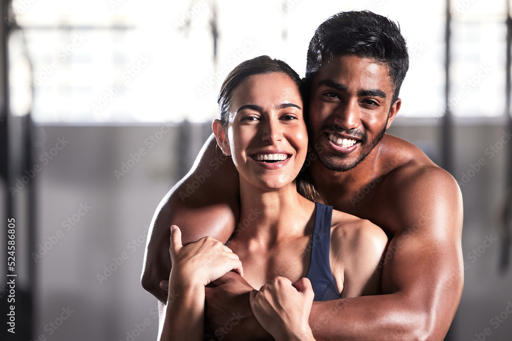 Muscular, strong and sensual couple with fit, healthy and sweaty arms from workout training in wellness gym. Hot, perfect and fit boyfriend and girlfriend hugging, embracing after endurance exercise Muscular, strong and sensual couple with fit, healthy and sweaty arms from workout training in wellness gym. Hot, perfect and fit boyfriend and girlfriend hugging, embracing after endurance exercise