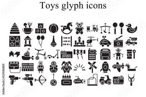 Set of toys glyph icons. Toys glyph icons.
