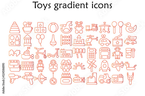 Set of toys gradient icons. Toys gradient icons.