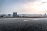Road and city buildings landscape skyline