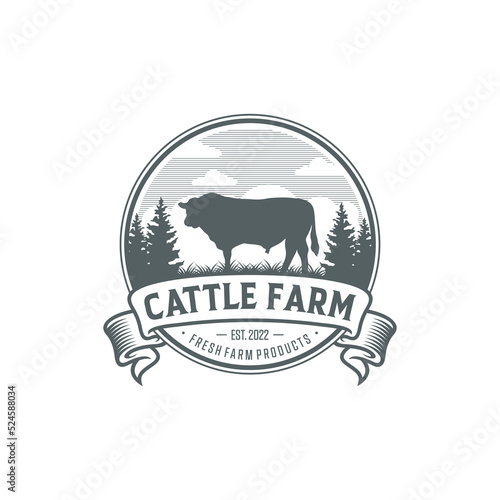 Cattle Farm Logo Vector Template